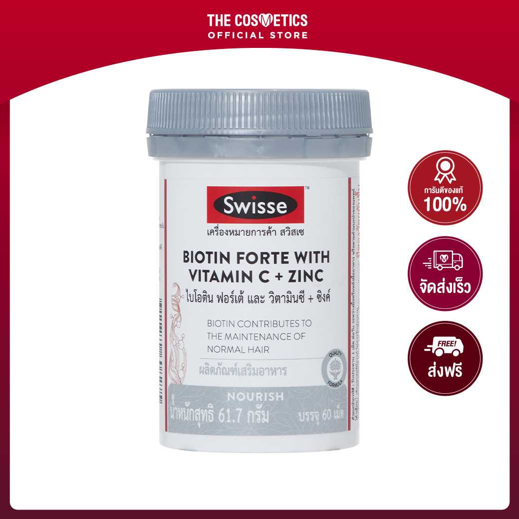 [หมดอายุ Exp. 10/2024] Swisse Biotin Forte With Vitamin C + Zinc 60 Tablets