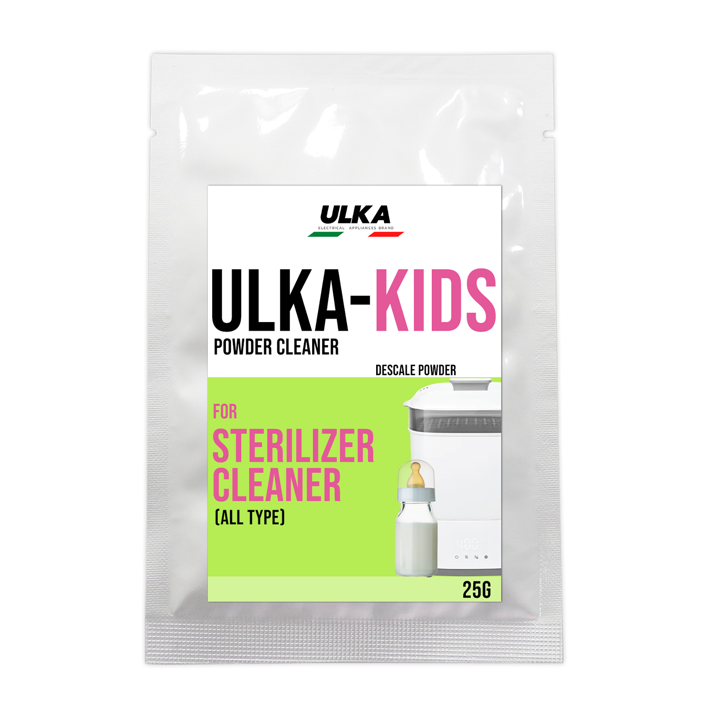ผงล้างตะกรัน(ฟู๊ดเกรด) สำหรับล้างเครื่องนึ่งขวดนมเด็ก ULKA-KIDS  Food Grade (ทานได้) ไม่เป็นอันตราย