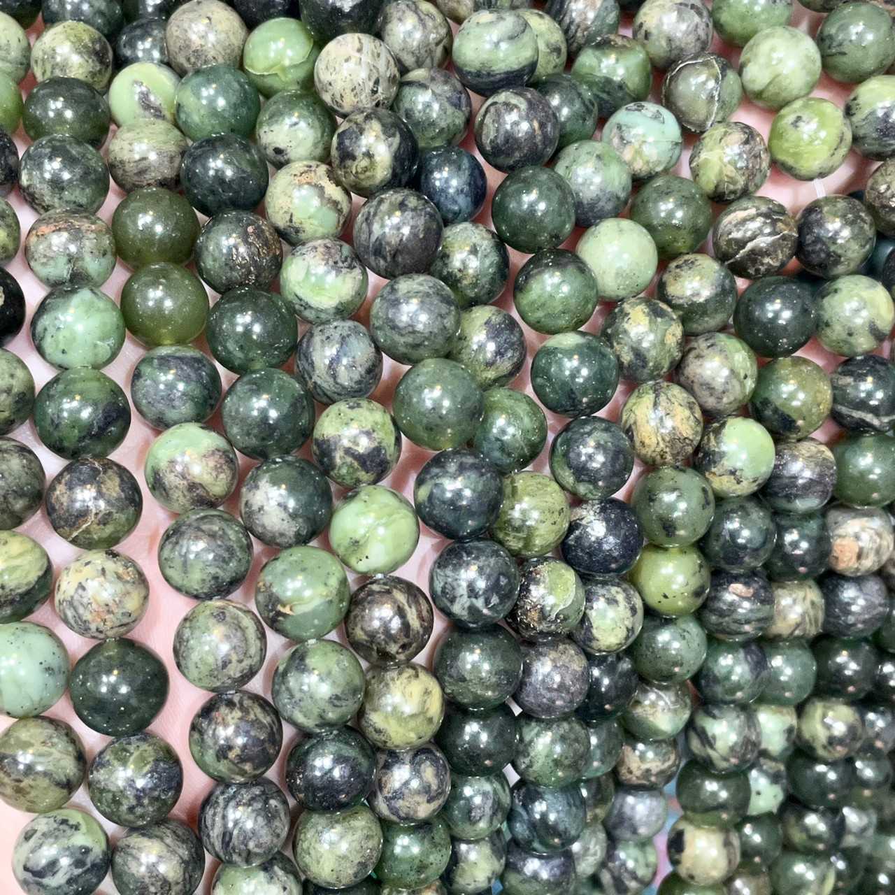 กรีน ซีบร้า แจสเปอร์ (Green Zebra Jasper) เกรด A ทรงกลม