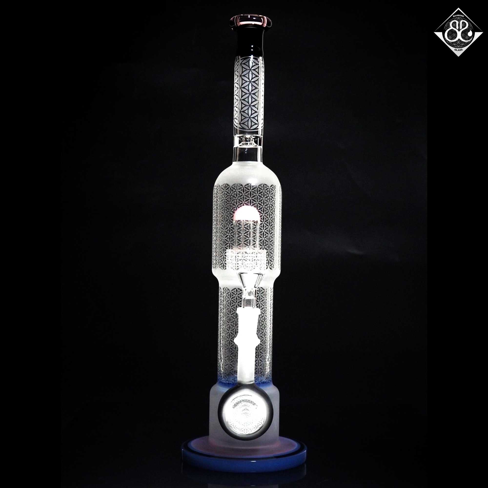 16Inches Honeycomb & Matrix Perc Sandblasted Stemless Bong