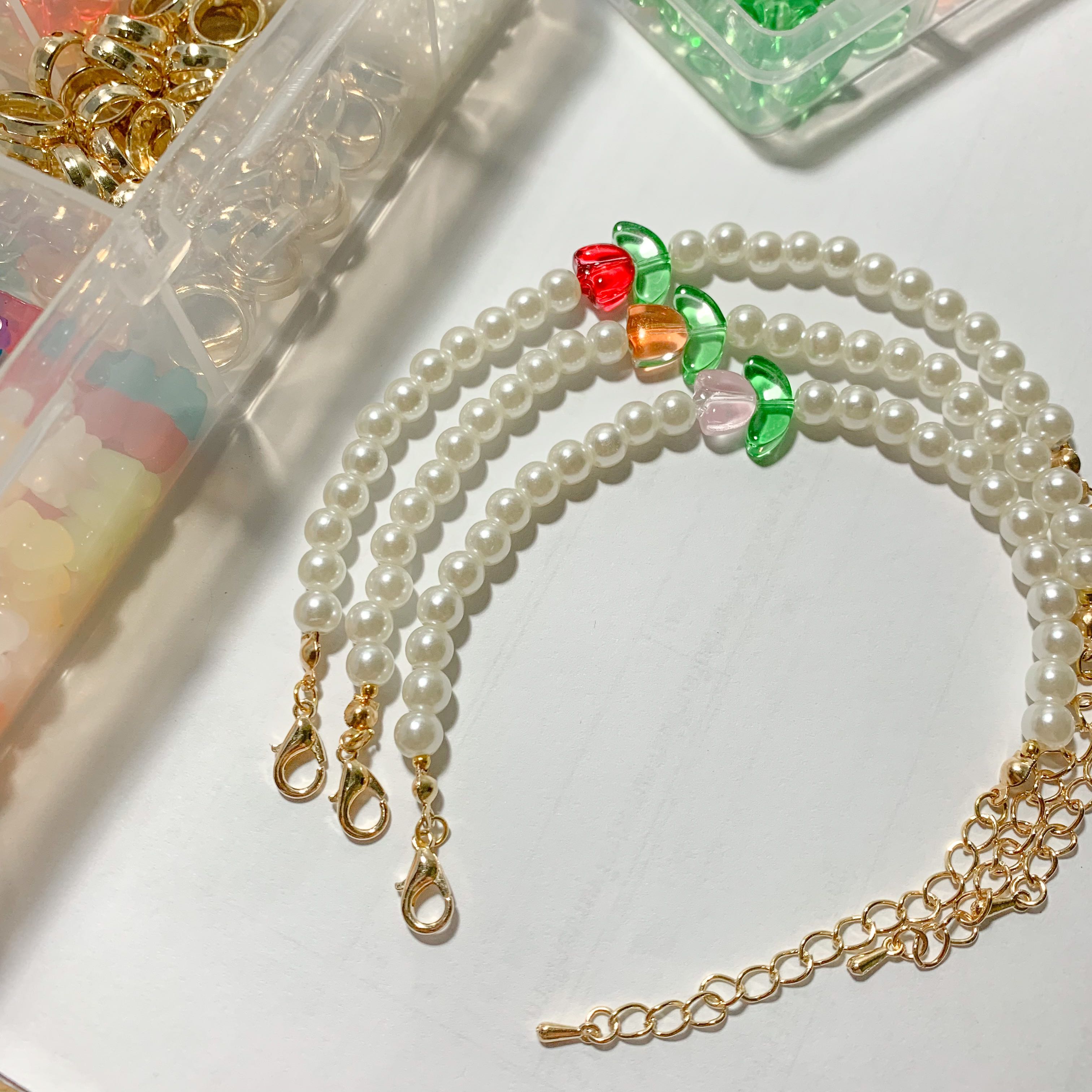 สร้อยข้อมือลูกปัดดอกทิวลิป🌷✨