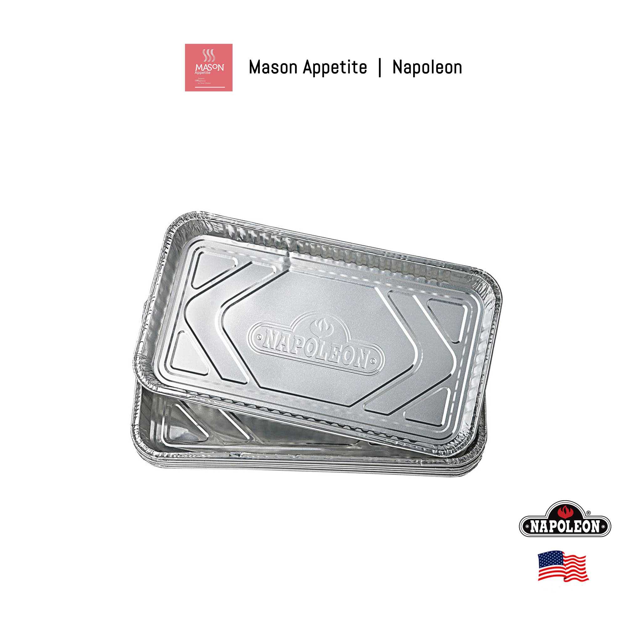 62008 Napoleon Large Drip Tray 5-Pack ถาดฟอยล์ รองไขมัน ใหญ่ นโปเลียน 5 ชิ้น