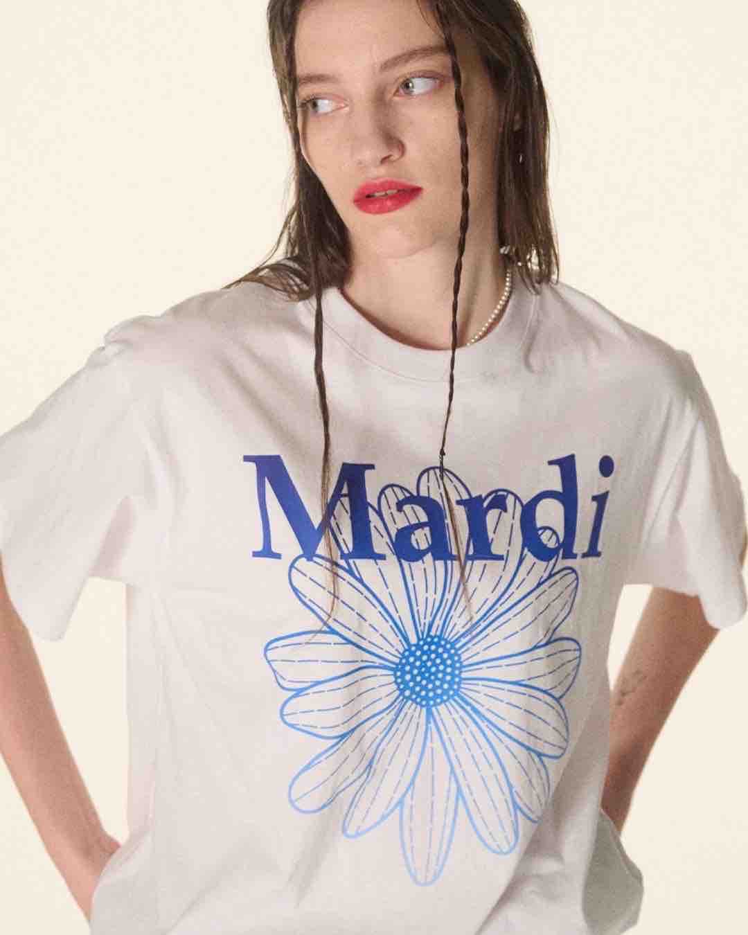 (พร้อมส่ง) Mardi mercredi t-shirts gradation white blue
