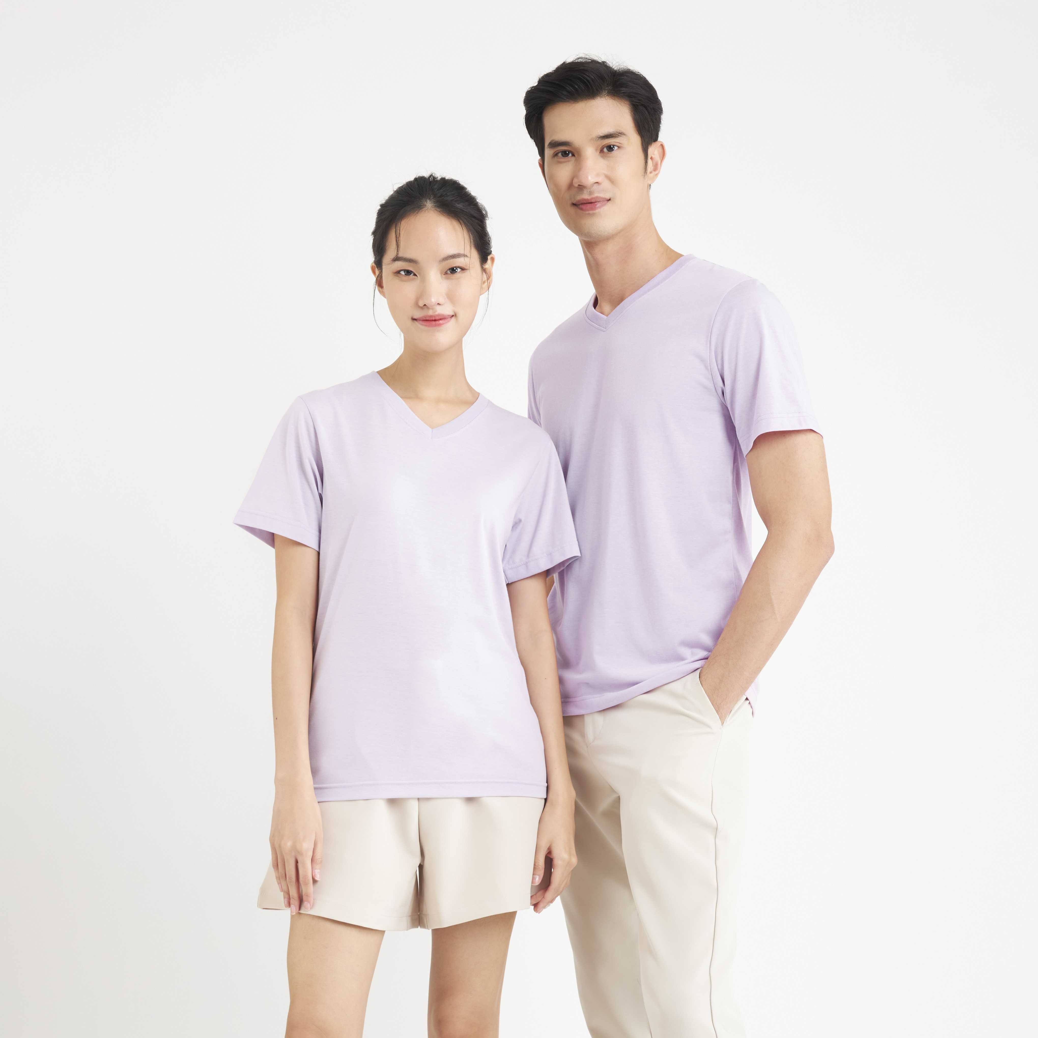 Yuedpao เสื้อยืด เสื้อยืดสีพื้น เสื้อยืดสีพื้นคอวี รุ่น Ultra Soft Non-Iron คอวี_สีเผือก