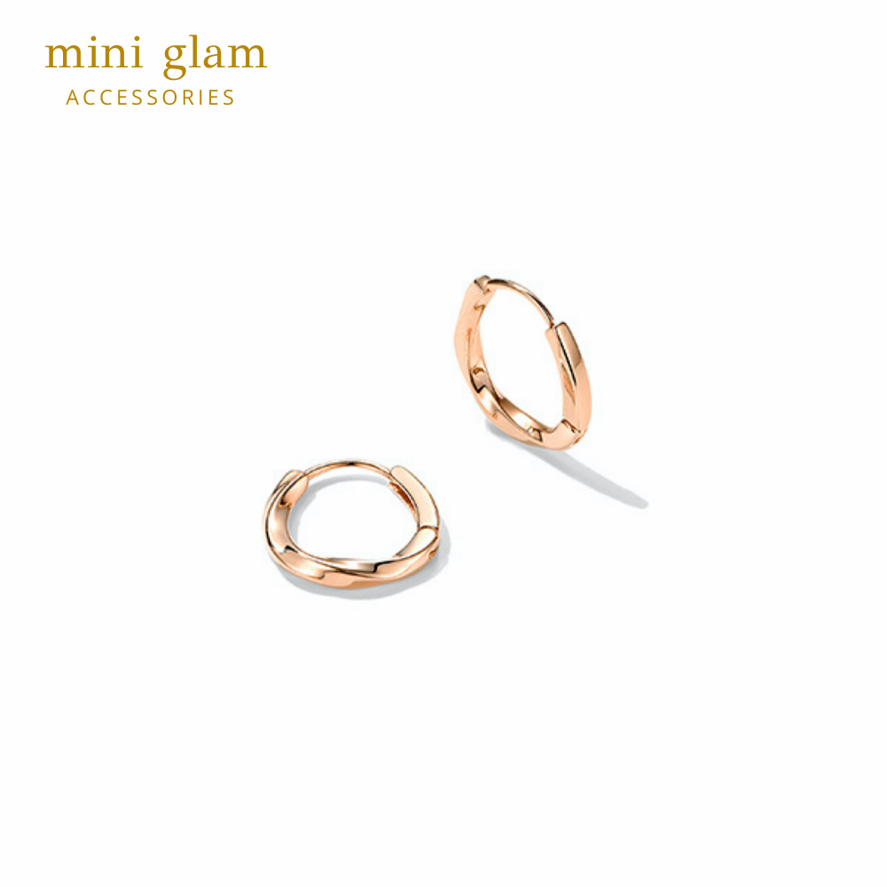 Miniglam Abby Mini Twist Hoop Earrings (Rose gold)