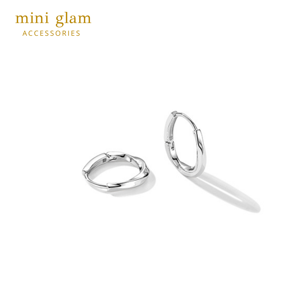 Miniglam Abby Mini Twist Hoop Earrings (Silver)