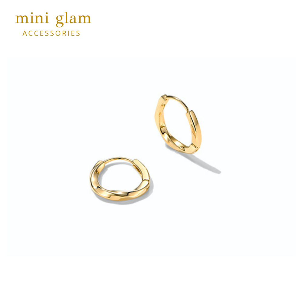 Miniglam Abby Mini Twist Hoop Earrings (Gold)