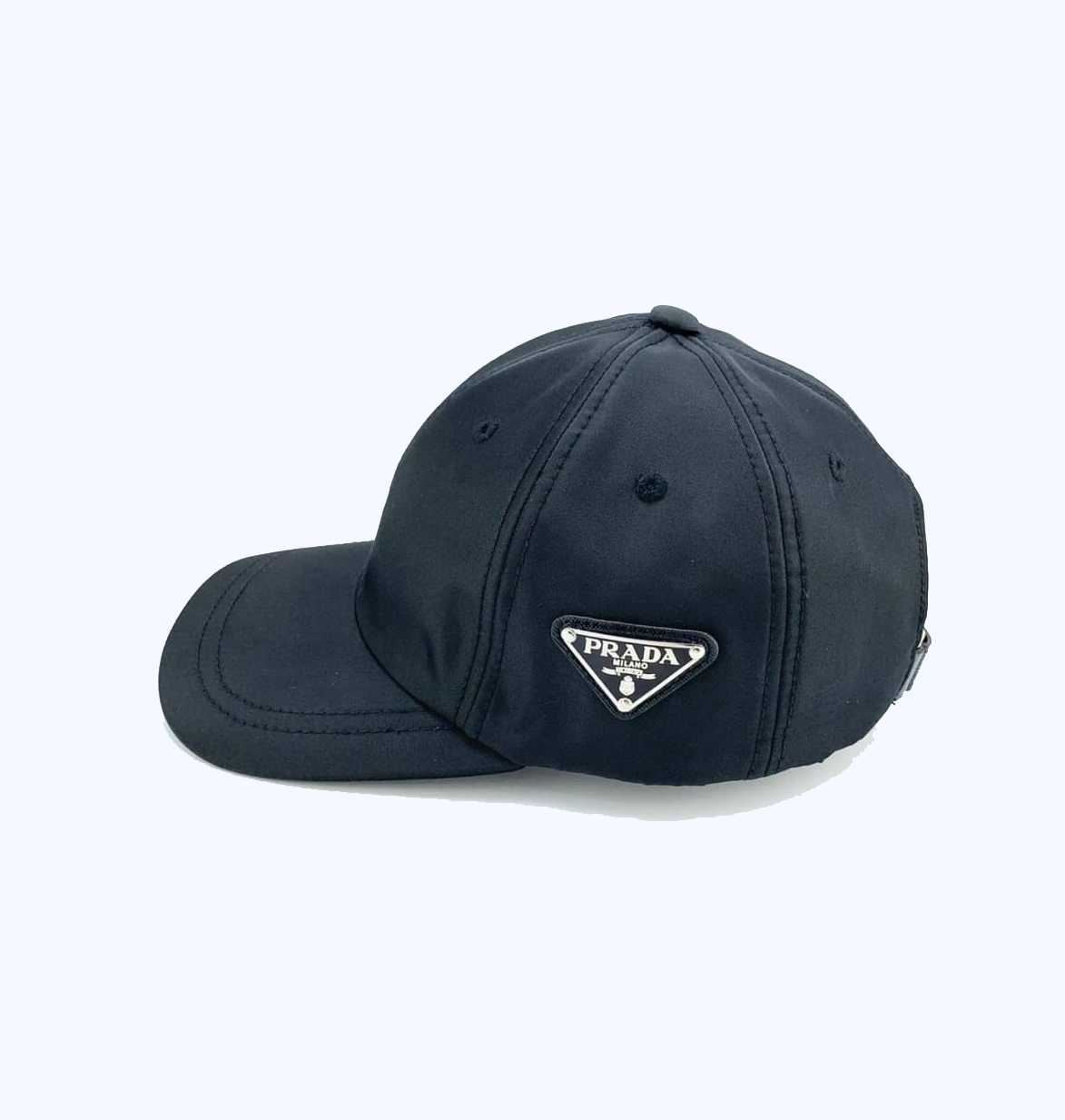 PRADA BLACK TRIANGLE LOGO PLAQUE NYLON BASEBALL CAP หมวกแก๊ป ปราด้า ไนล่อน สีดำ