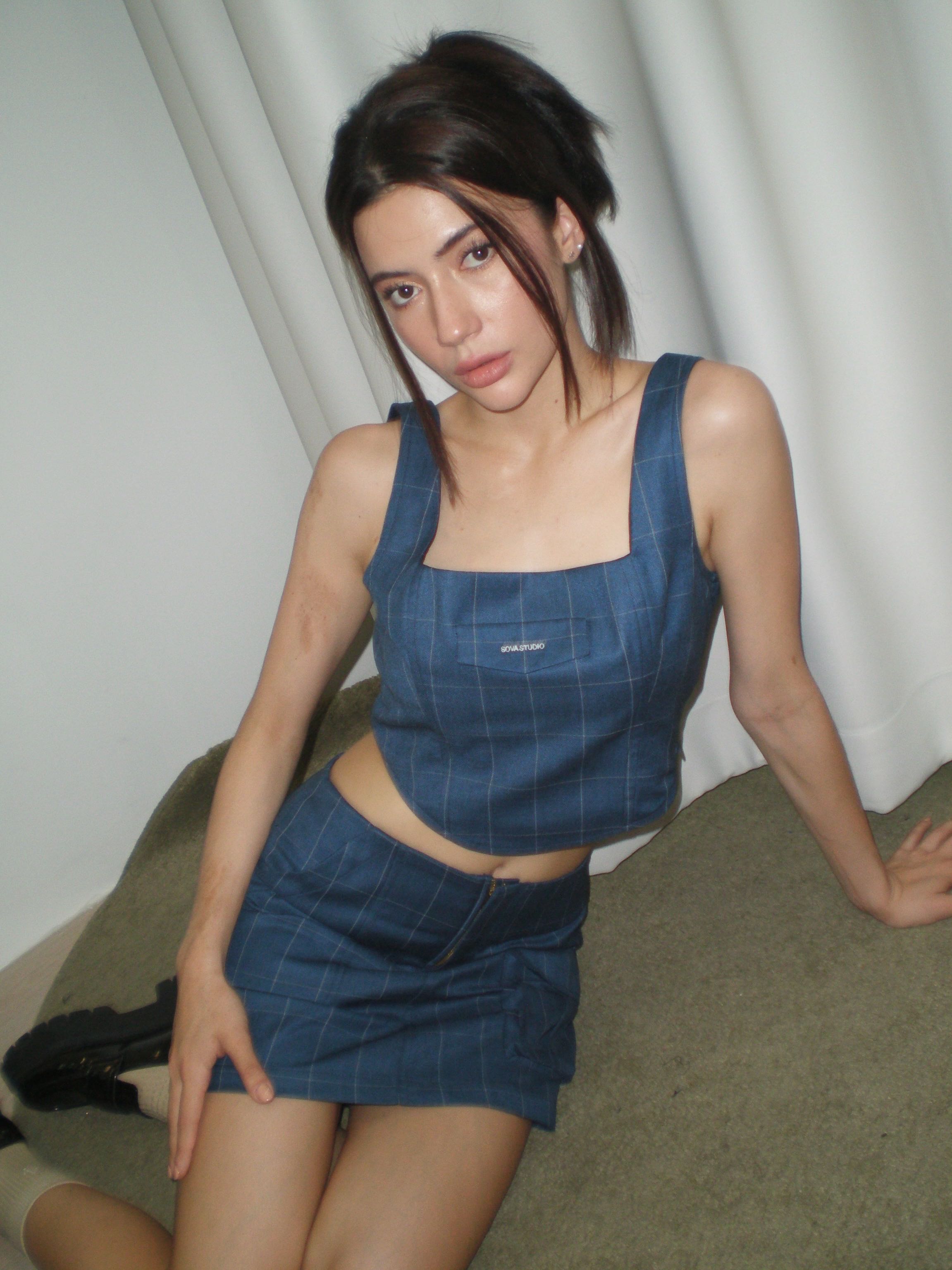 S13 SOVA POCKET CORSET TOP (INDIGO)