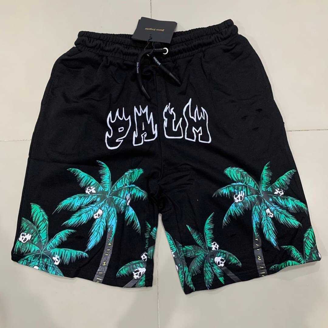 PALM ANGELS PALMS & SKULL GRAPHIC SWEATSHORTS กางเกงขาสั้นเอวยางยืด แบรนด์ปาล์มแองเจิล