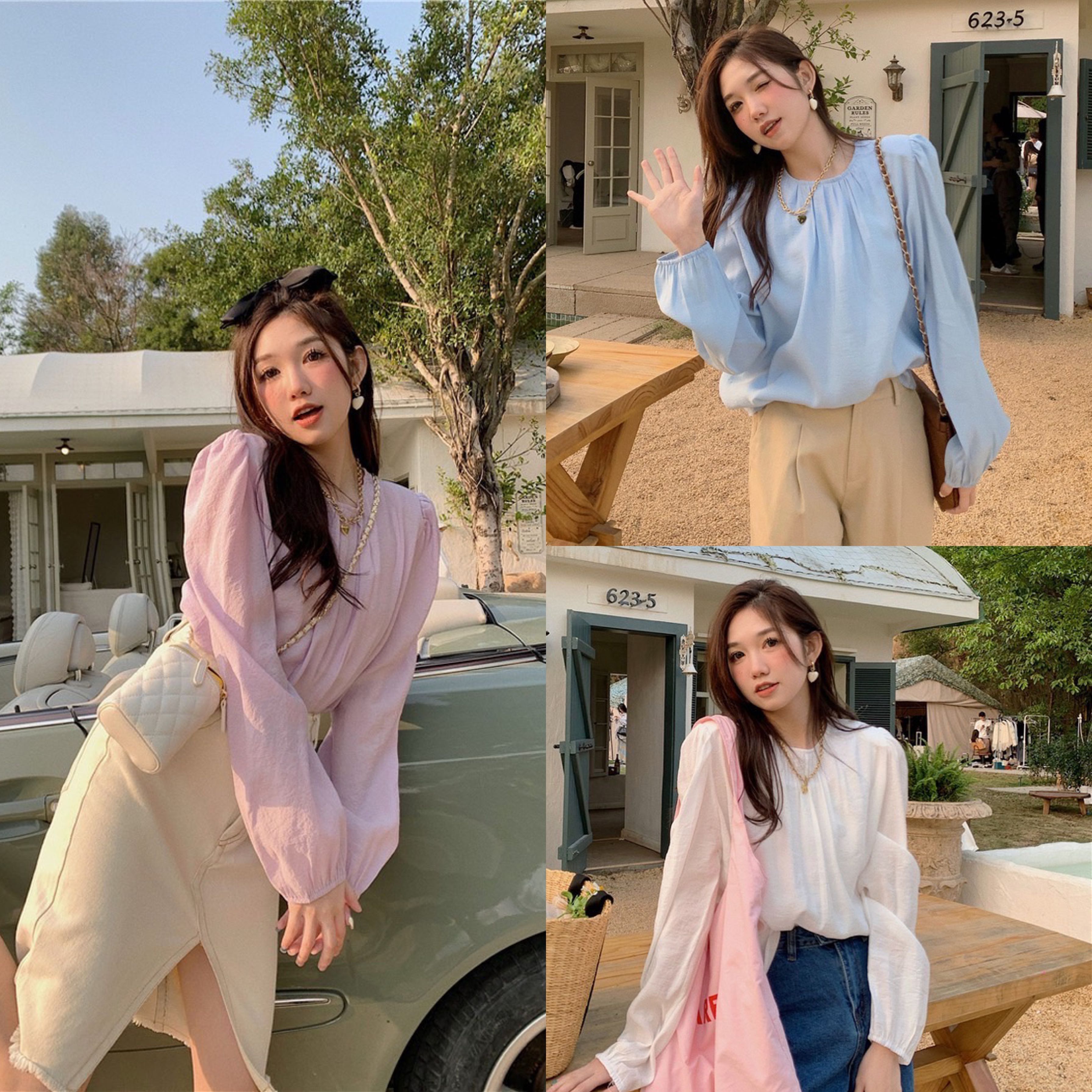 T275 เสื้อแขนยาวสีพื้น พร้อมส่ง 3 สี