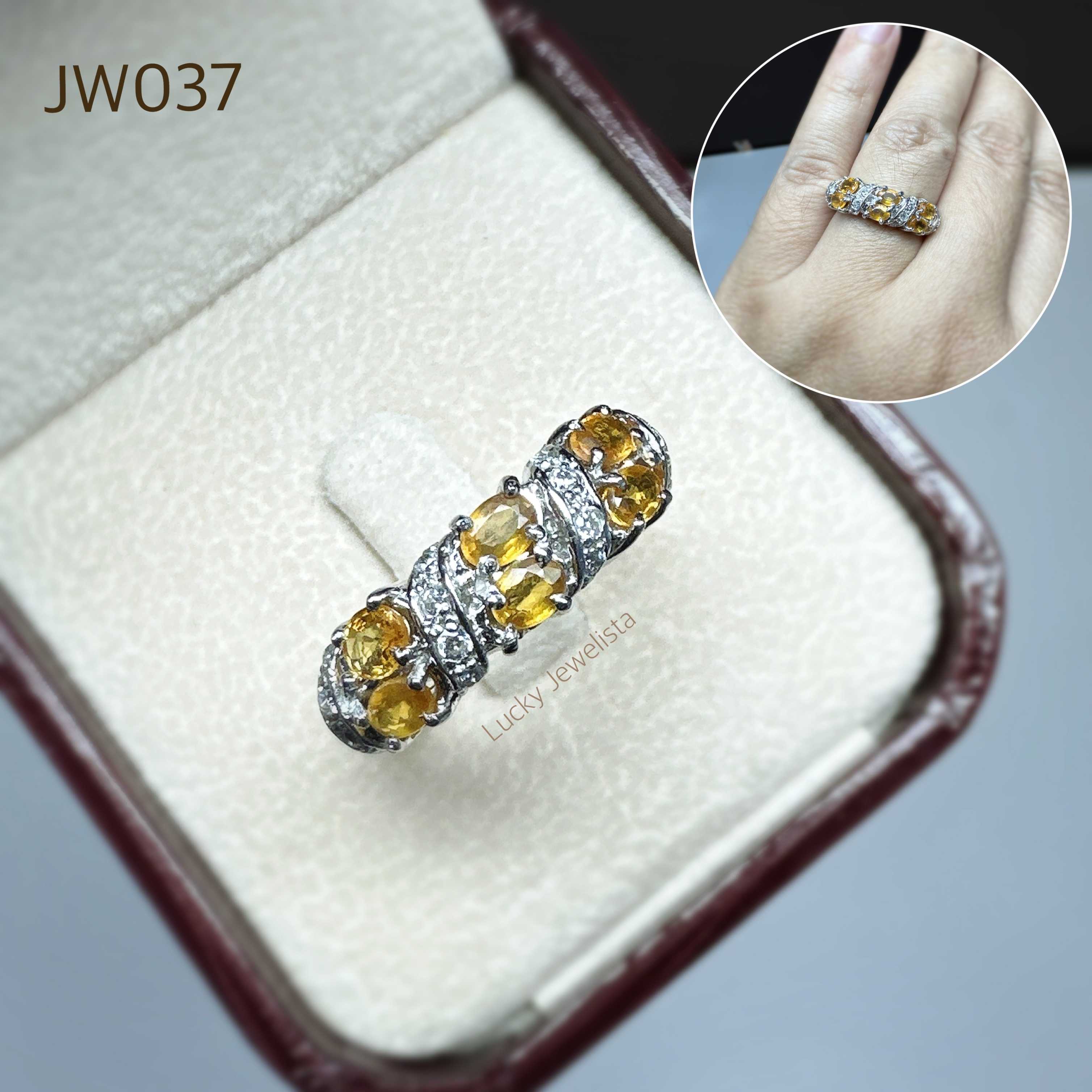 แหวนพลอยบุษราคัม บางกะจะ สีน้ำทอง 1.2 กะรัต เรือนเงิน 925 ชุบทองคำขาว 18k