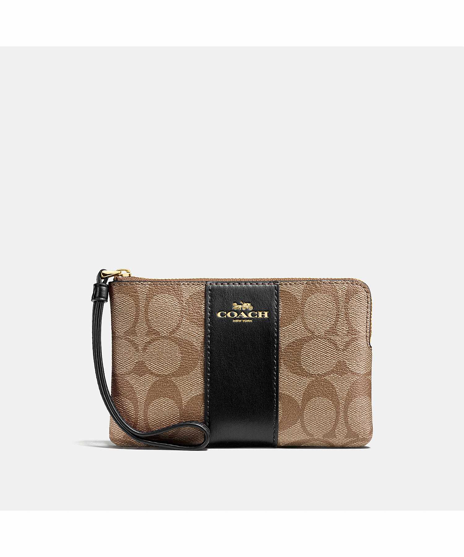 COACH CORNER ZIP WRISTLET IN SIGNATURE CANVAS 58035 IMCBI