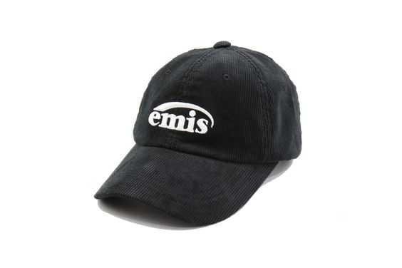 Emis New logo corduroy cap in Black พร้อมส่ง — หมวกแก๊ปลูกฟูกเอมิส สีดำ หมวกนำเข้าจากเกาหลี