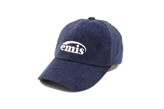 Emis New logo corduroy cap in Navy พร้อมส่ง — หมวกแก๊ปลูกฟูกเอมิส สีกรม หมวกนำเข้าจากเกาหลี