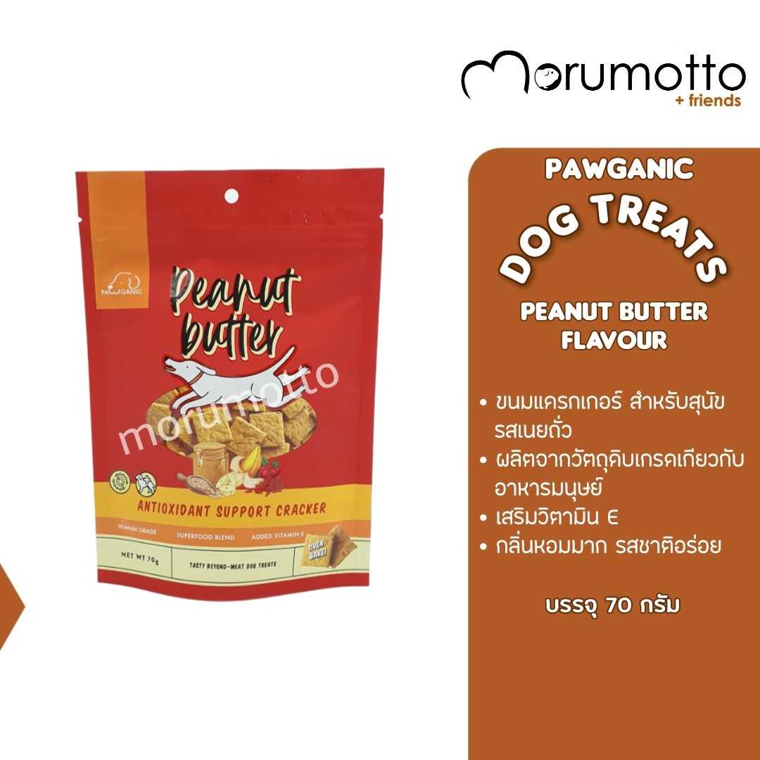 PAWGANIC DOGTREATS ขนมแครกเกอร์ สำหรับสุนัข รสเนยถั่ว - Peanut Butter (70g)