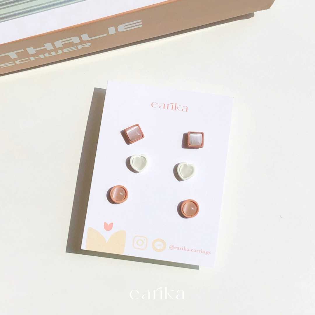 earika.earrings - resin puzzle set เซ็ตต่างหูก้านเงินแท้ คนแพ้ง่ายใส่ได้