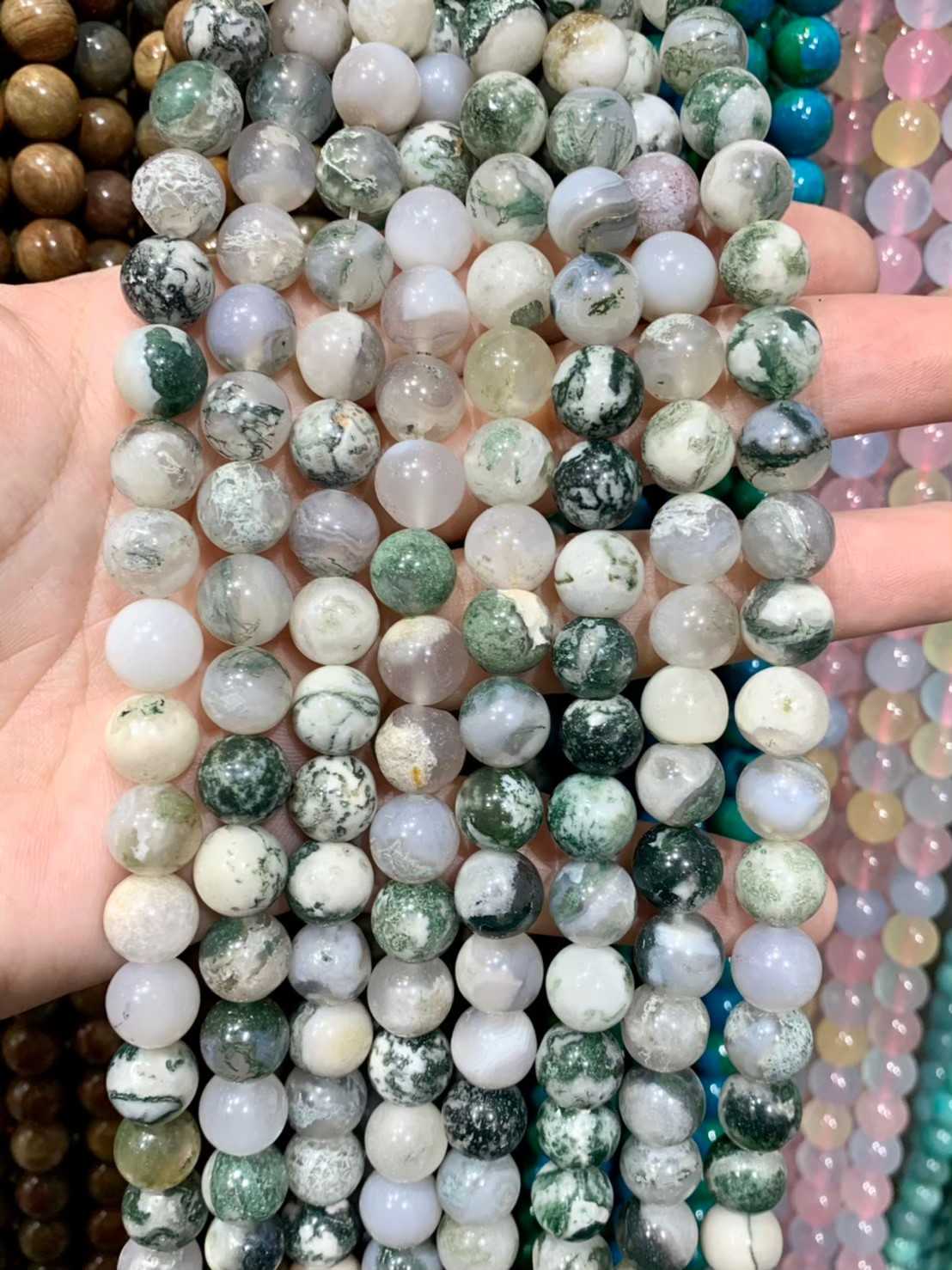 มอส อาเกต (Moss Agate) เกรด A ทรงกลม