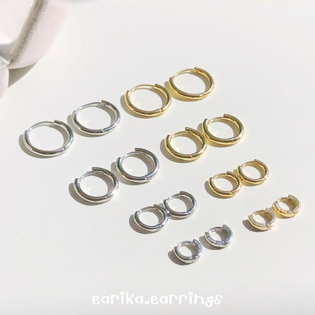 earika.earrings - basic hoop ต่างหูห่วงเงินแท้ (มีให้เลือก 2 สี 4 ขนาด) เหมาะสำหรับคนแพ้ง่าย