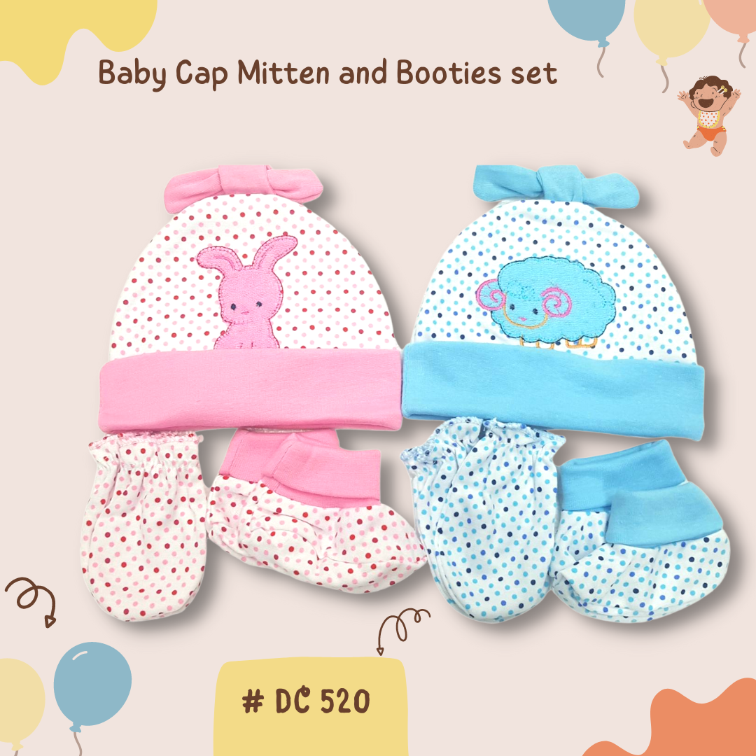 DC 520 Cap Mitten Booties set ชุดหมวกปักถุงมือถุงเท้า