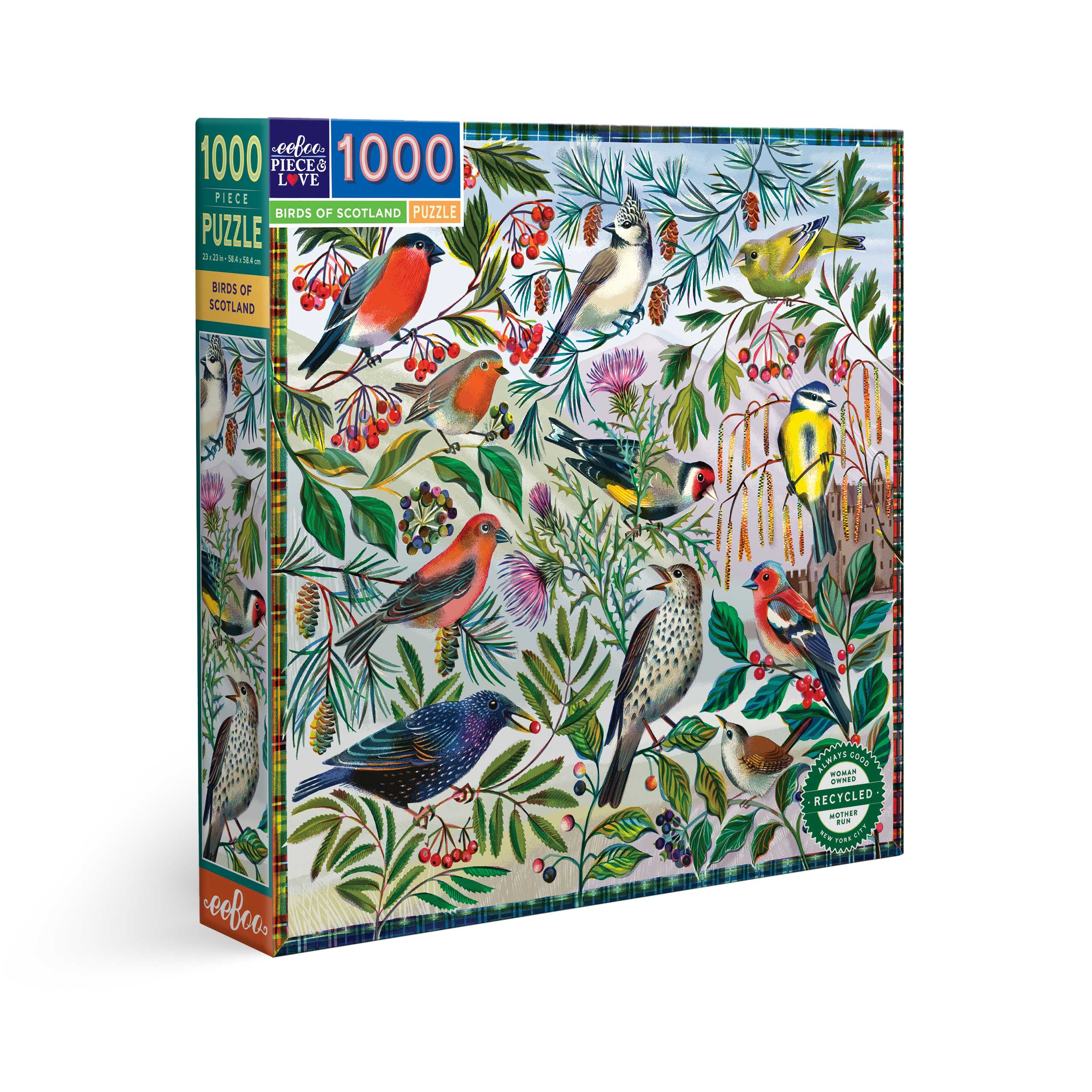 eeBoo Birds of Scotland 1000 Pc Square Puzzle