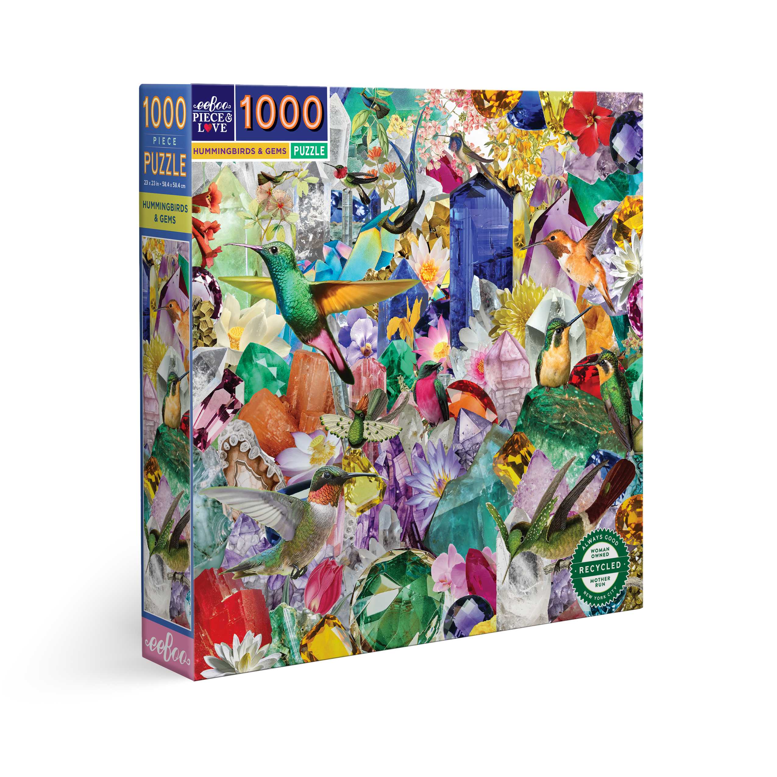 eeBoo Hummingbirds and Gems 1000 Pc Square Puzzle