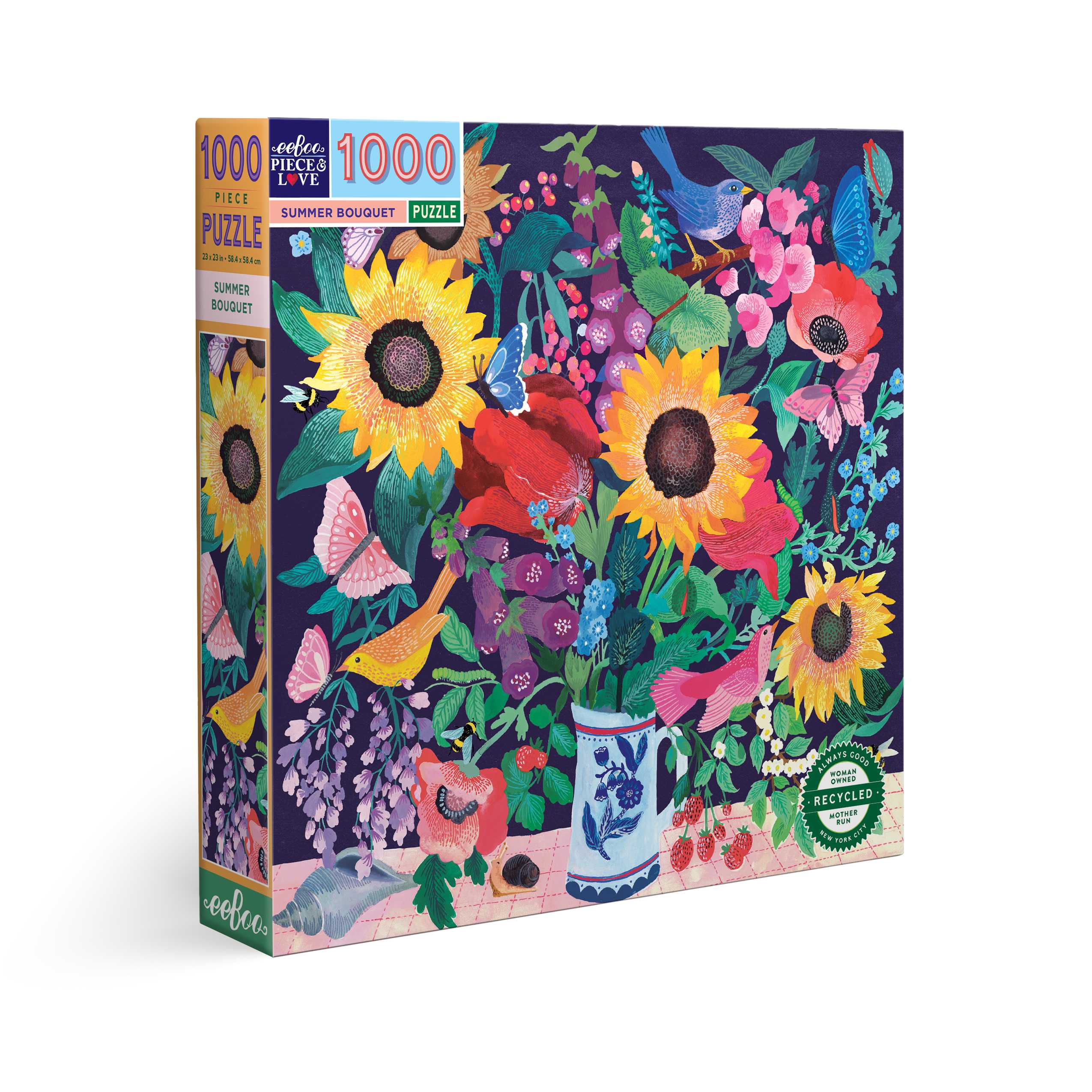 eeBoo Summer Bouquet 1000 Pc Square Puzzle