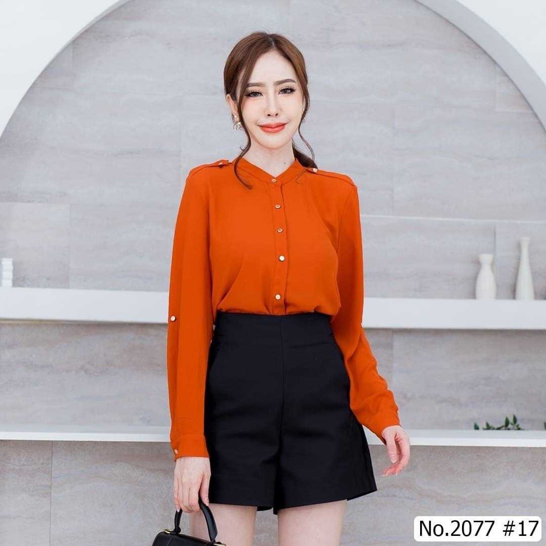 Maristar เสื้อแขนยาว No.2077 คอจีน ผ้านิ่ม Poly