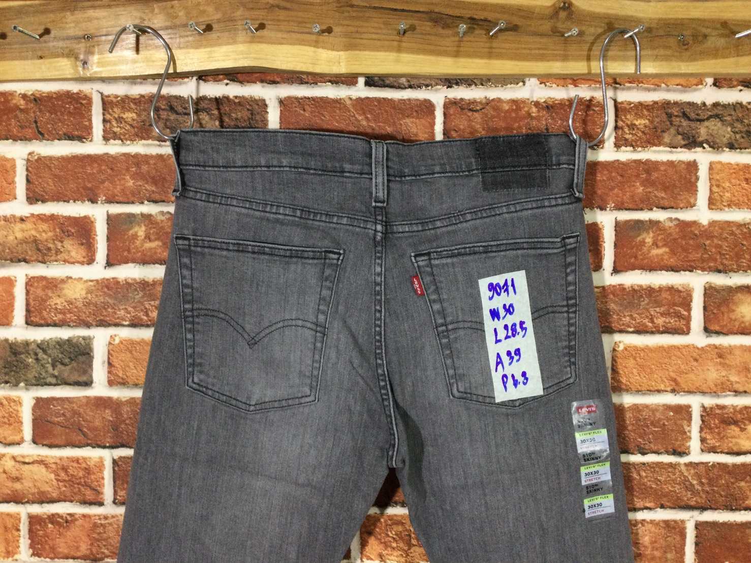 รหัส9071 Levi's510 สีเทา เอวยืด ฉลอง145ปี ประเก็นหลังบิน  Made in Pakistan  วัดจริง เอว30