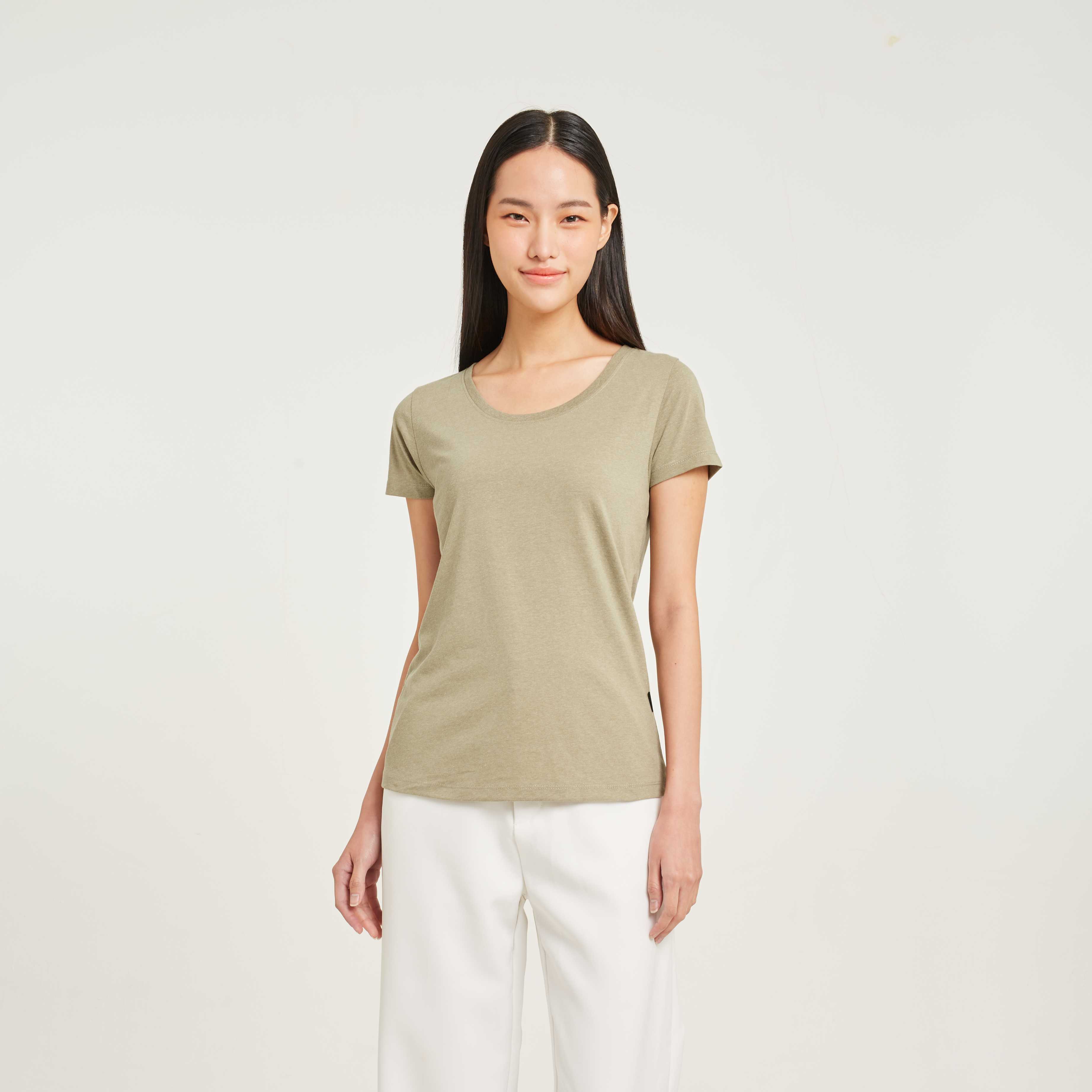 Yuedpao เสื้อยืดผู้หญิงคอกลม Women_คอกลม_Olive