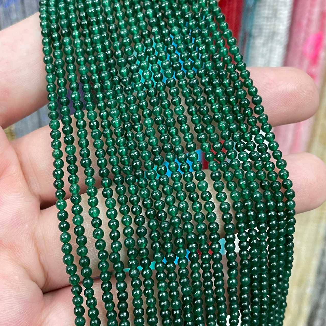 ทรายมรกต (Emerald Sand) 3 mm ทรงกลม เส้นยาว