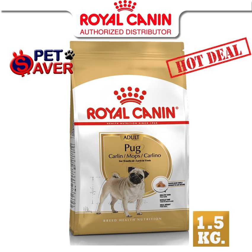 Royal Canin Pug adult 1.5kg  โรยัลคานิน ปั๊ก 1.5kg. สำหรับสุนัขโต พันธุ์ปั๊ก อายุ 10 เดือนขึ้นไป