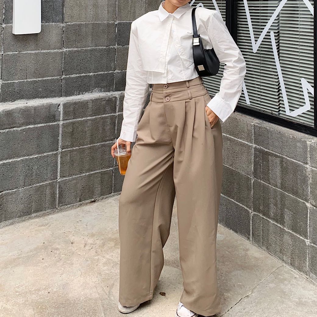Double waist gentle pants