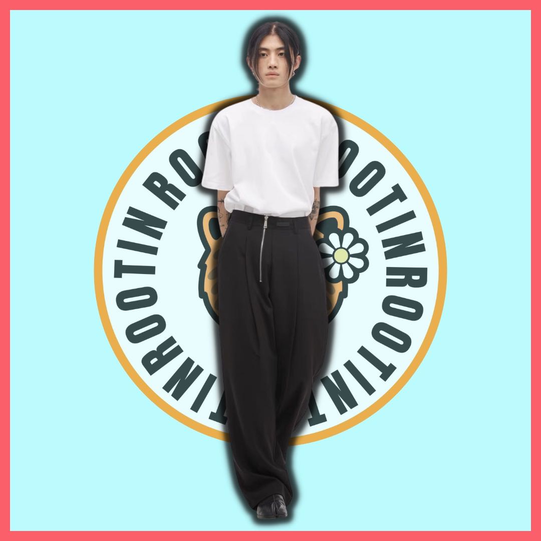 BLACK CREASED TROUSERS