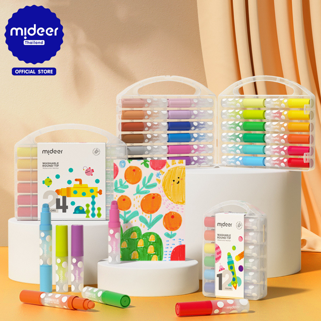 Mideer Round-tip Washable Marker ปากกาเมจิกหัวกลมแบบล้างทำความสะอาดได้