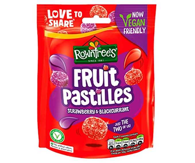Rowntrees SINCE 1881  143 g รส Fruit Pastilles Strawberry & Blackcurrent สินค้าจาก USA