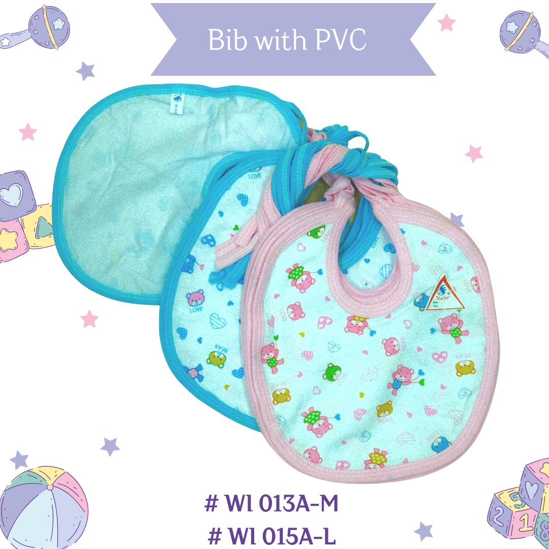 WI 013A Nuchi  Bibs with Plasatic, กันเปื้อนผ้ายืดหลังพลาสติก