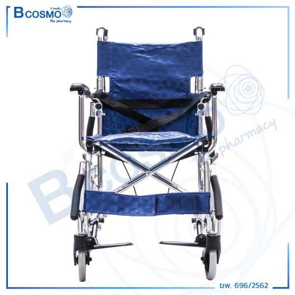รถเข็นวีลแชร์ อะลูมิเนียมอัลลอย แบบเสลี่ยงยก ล้อแม็กซ์ ล้อ 12 นิ้ว สีน้ำเงิน WC1702-BL