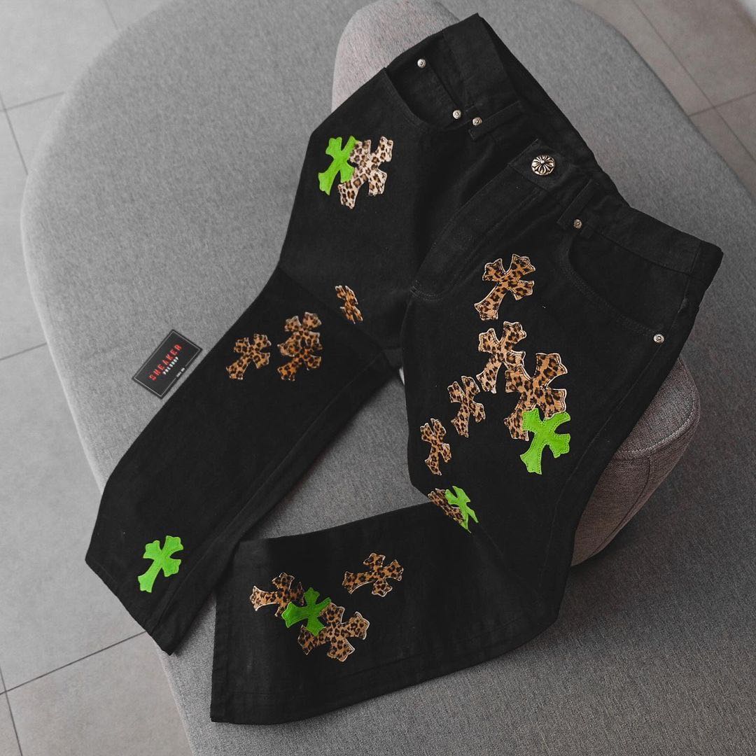 Chrome Hearts Leopard Cross Patch Jeans
