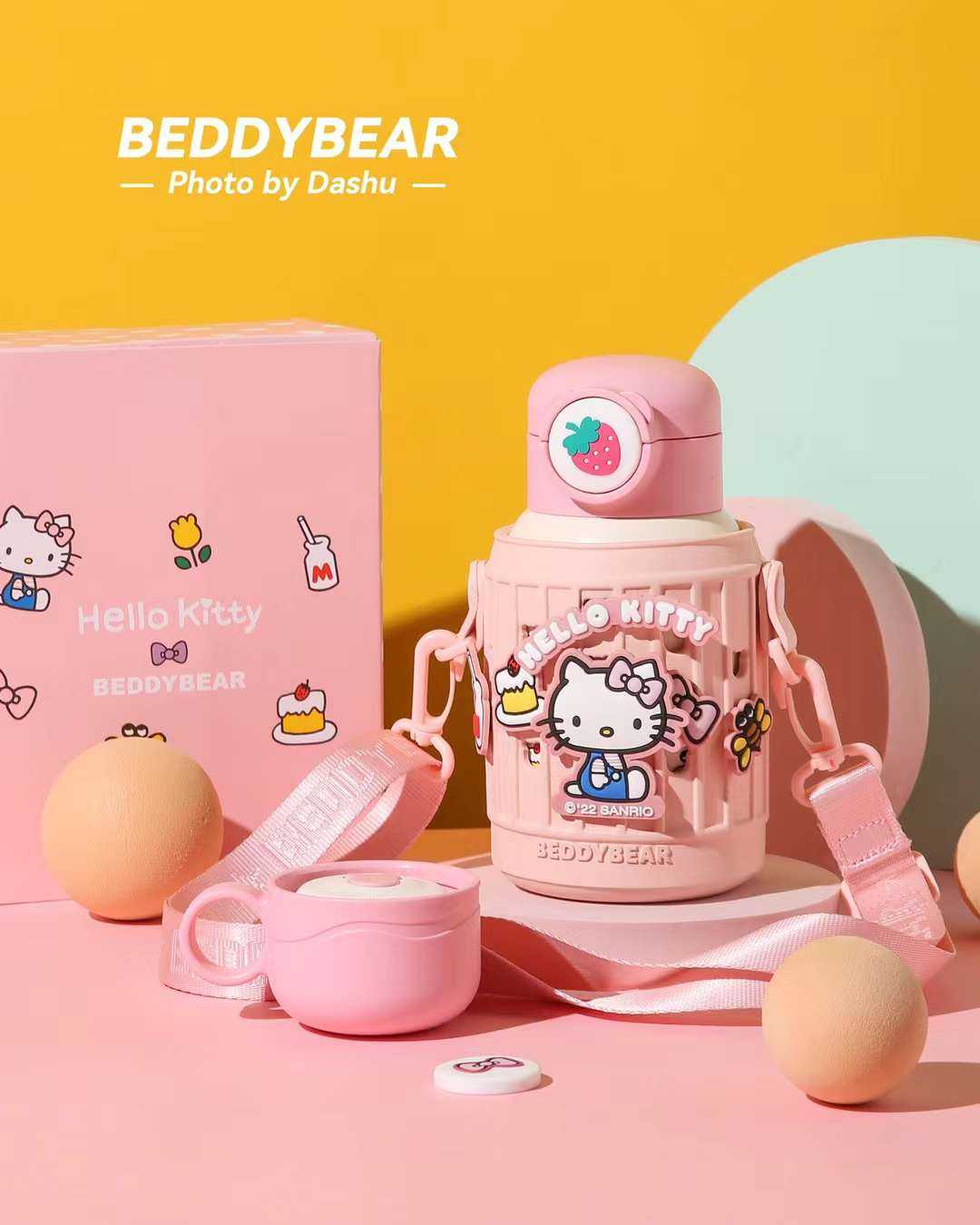 BeddyBearXKitty ขายดีตลอดกาล กระติกน้ำสูญญากาศ เก็บอุณหภูมิ พร้อมกระเป๋าสายสะพาย BB002LM-002DIYG2KT