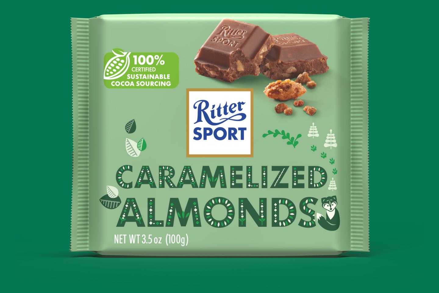 Ritter Sport Winter Edition 100 กรัม - ช็อกโกแลตบาร์ รส Caramelized Almonds BBF.12/01/25