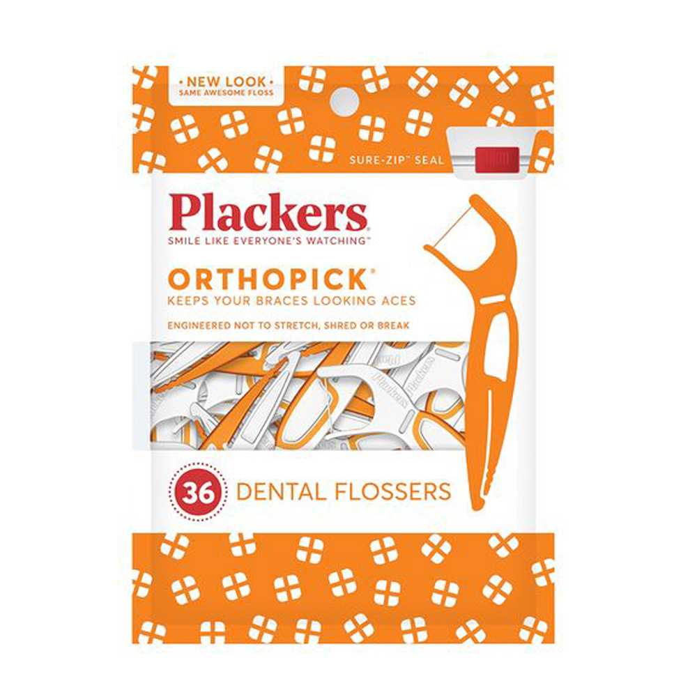 ไหมขัดฟันแบบมีด้ามจับสำหรับจัดฟัน Plackers Orthopick Flossers