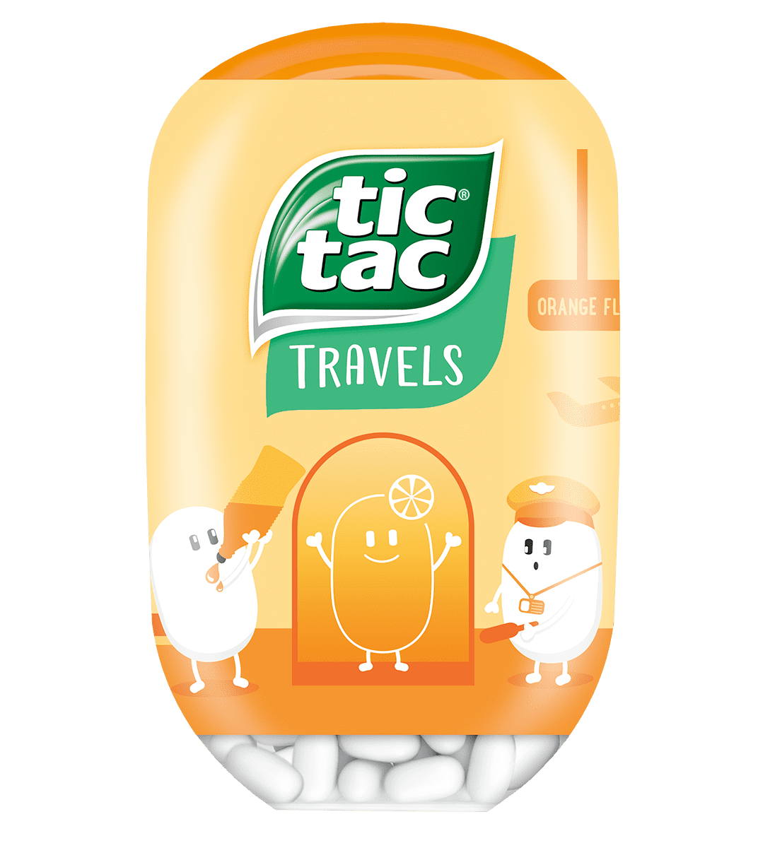 tic tac TRAVELS ลูกอมรสส้ม BBF 12/12/23 น้ำหนัก 98 กรัม