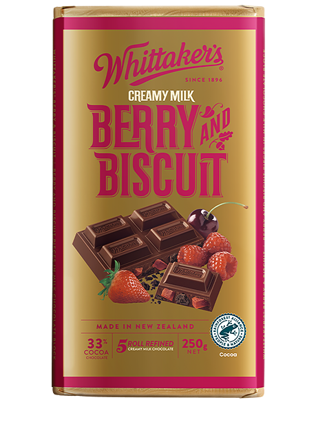 Whittaker's Bar รส Berry & Biscuit 33% Cocoa ขนาด 250 กรัม