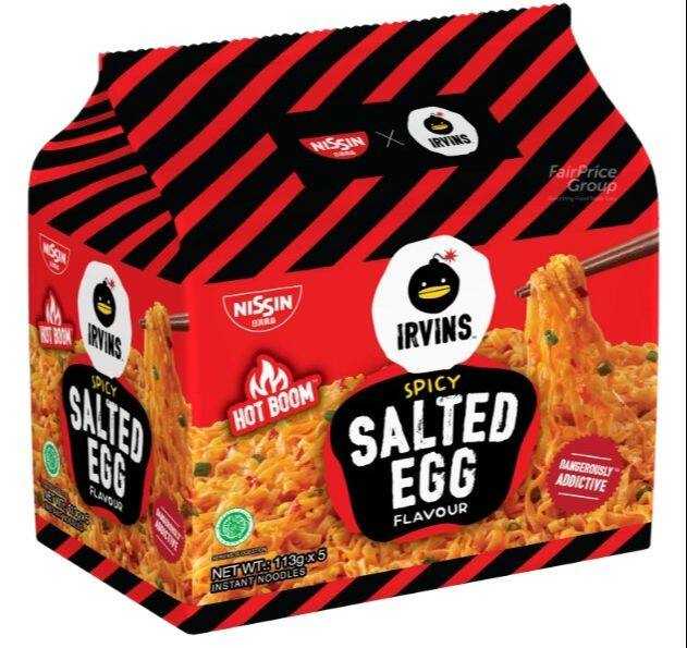 NISSIN IRVINS SPICY SALTED EGG INSTANT NOODLE PACKET บะหมี่ไข่เค็ม 1แพ็คมี5ซอง BBF.25/06/25