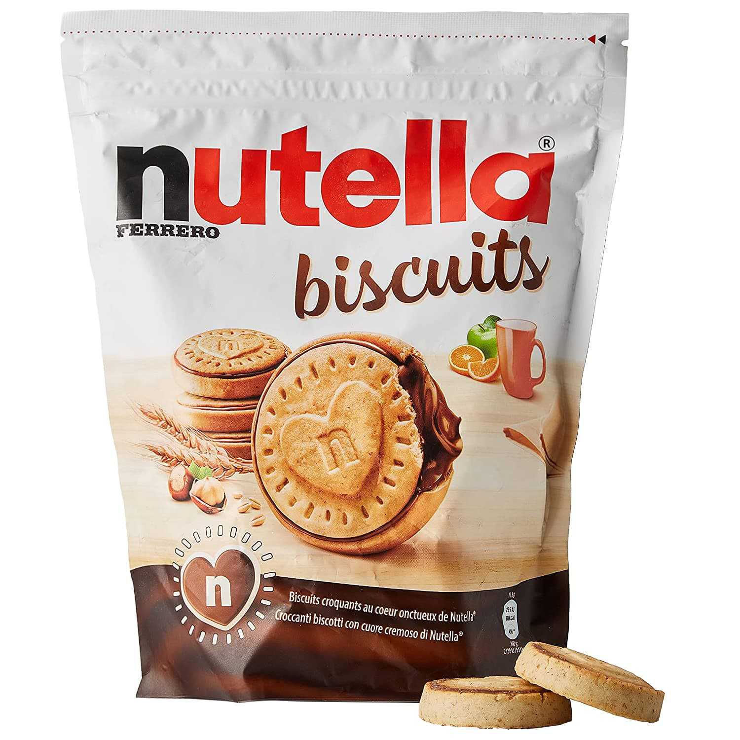 Nutella biscuits คุ้กกี้สอดไส้ ช๊อคโกแลตนูเทล่า จากฮอลแลนด์ น้ำหนัก 304g.  BBF 02/01/26