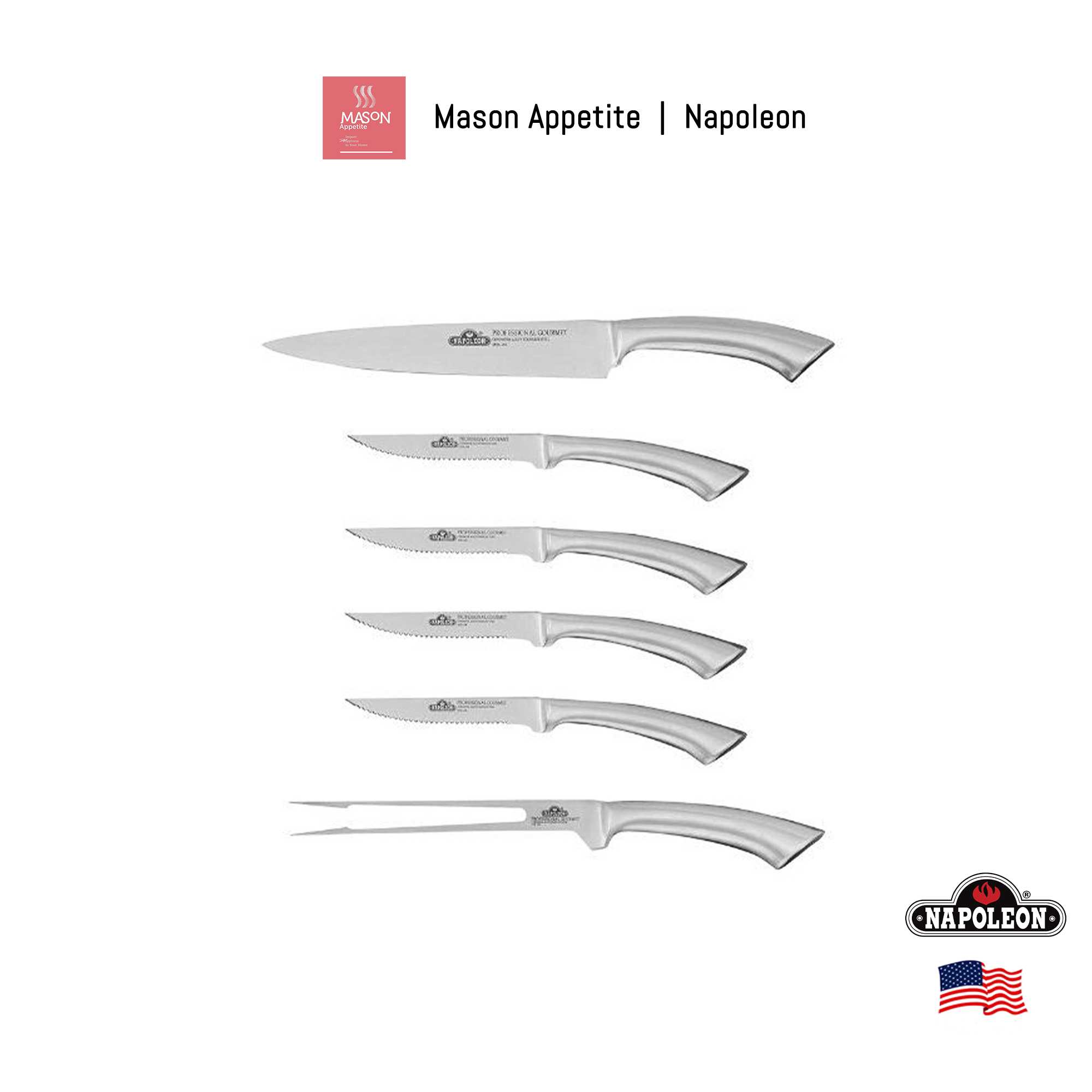 55206 Napoleon 4 PC Steak Knife 2PC Carving Set ชุดมีดสเต๊ก มีดหั่นเนื้อ สเตนเลส นโปเลียน