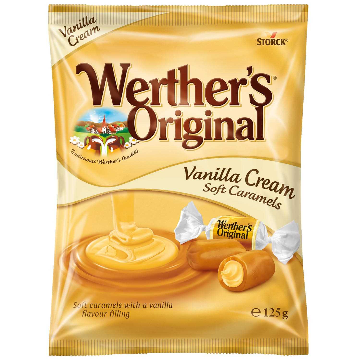 ลูกอม werther's original Vanilla Cream Soft Caramels 125 g