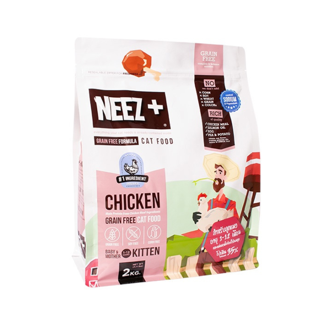 NEEZ+ อาหารแมวเกรดพรีเมี่ยม สำหรับลูกแมว สูตรไก่ เกรนฟรี 2 kg.