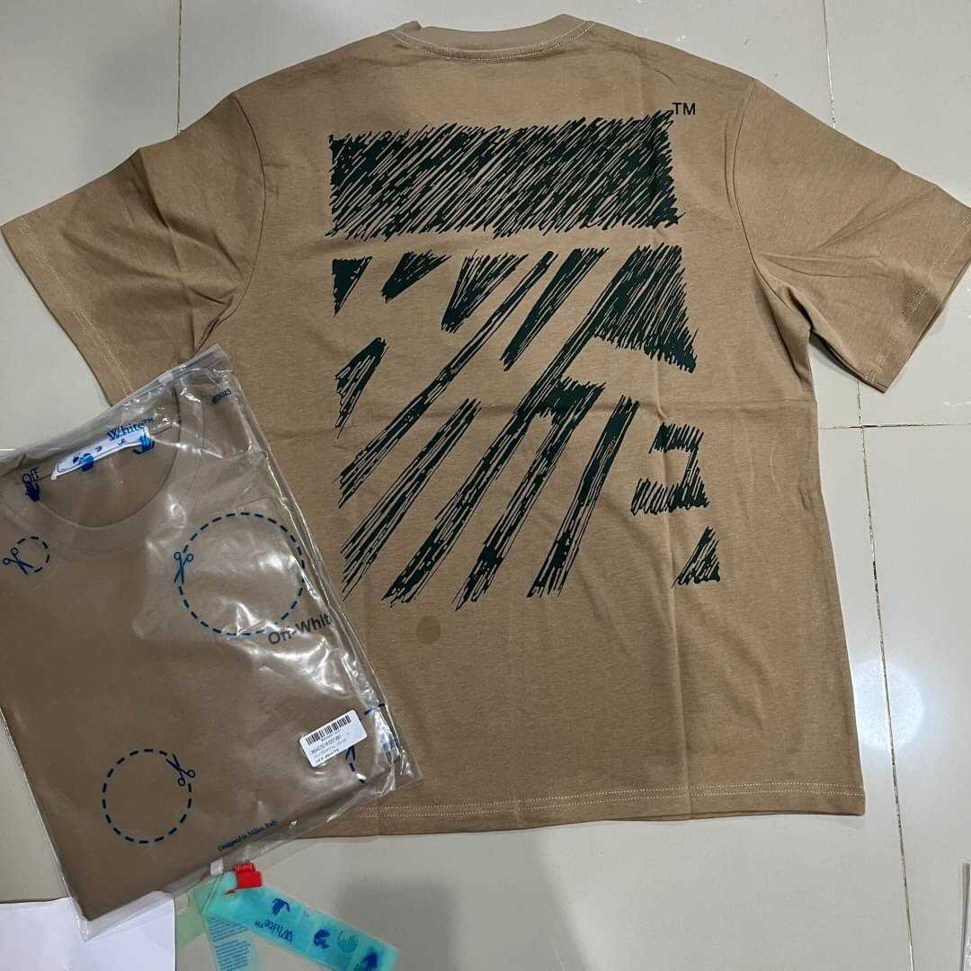 OFF-WHITE SCRIBBLE CARRY OVER SKATE S/S COTTON T-SHIRT เสื้อยืดคอกลมแขนสั้น แบรนด์ออฟไวท์